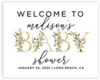 Andaz Press Personalized Large Canvas Greenery Baby Sign, 16 x 20 Inches, Gold, Guestbook Alternative, Custom Sign for Shower or Sprinkle by AndazPress