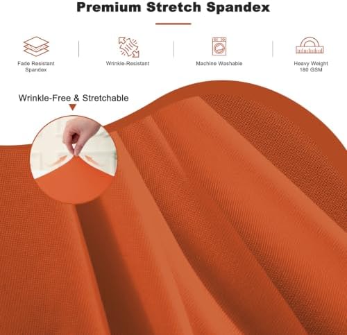 GALLETY 2 Pack Harvest Pumpkin Round Spandex Tablecloth 60 Inch for 5 FT Circle Tables, Reusable Fitted Stretch 120 Inch Round Tablecloth for Fall, Thanksgiving, Halloween, Wedding and Party Decor - Image 3