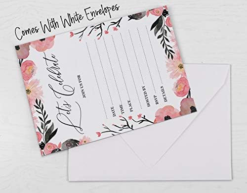 Pack of 30, You're Invited Invitations with Envelopes, Blush Floral Invites for Your Wedding, Bridal Shower, Baby Shower, Birthday Invites Fill-in Style 5 X 7 Inches - Image 6