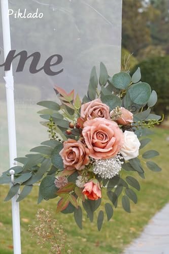 Faux Flower Swag Set of 2 for Wedding Welcome Signs Floral Swag Wedding Reception Ceremony Signs Decor (Terracotta) - Image 4