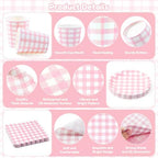 222Pcs Pink Gingham Baby Shower Decorations for Girl - Image 4