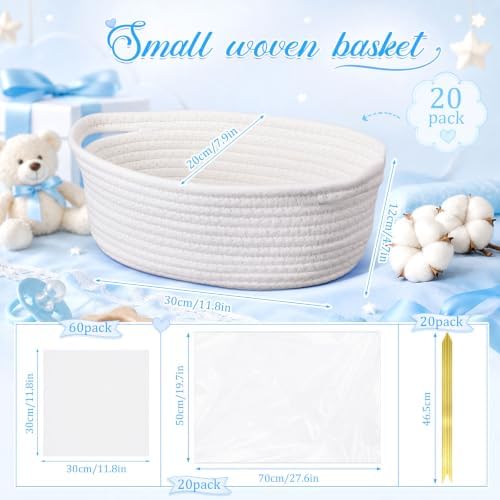 OBreezify 20 Sets Small Woven Gift Basket with Handle, 12"x 8"x 5" - Image 2