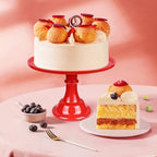Round Cake Stand, 11 Inch, Black, Melamine, Dessert Cupcake Display Tray for Wedding, Birthday, Party, Baby Shower, Christmas (RED) - Image 5