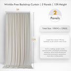 10ftx12ft Beige Backdrop Curtains for Wedding Party 2 Panels 5×12FT Tall - Image 4