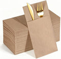 KAMMAK Khaki Napkins Disposable with Pocket 100 Pack Cloth like Paper Dinner Napkins Folded Hand Towel for Party Decoration, Wedding Reception, Bathroon and Kitchen (16.5 x 16.5 inch) by KAMMAK