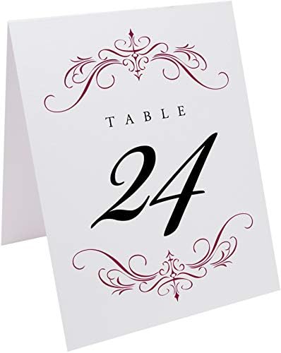 Classic Flourish Table Numbers, Burgundy, 1-60 - Image 2