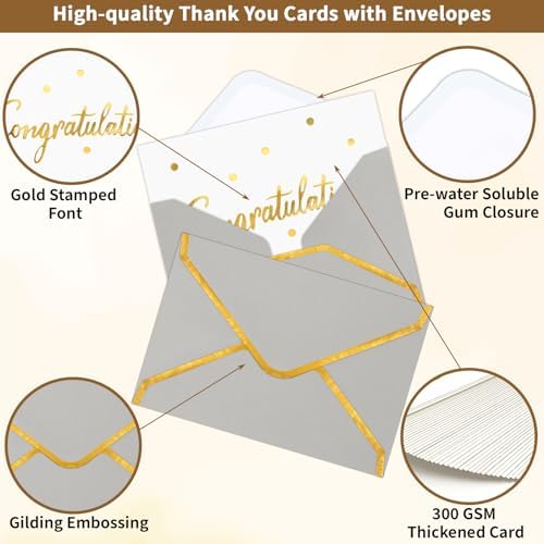 200 PCS Congratulations Cards with Envelopes, 4x6 Inch Gold Foil Lettering - Image 3