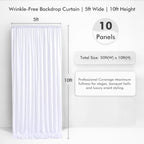 50×10 White Backdrop Curtain for Wedding Party Decoration Wrinkle Free - Image 2