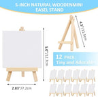 60 Pcs 5 Inch Mini Wood Display Easel, Small Wooden Easel Stand Art Craft Painting Triangle Stand Canvas Holder for Card Artist Photos Tabletop - Image 2