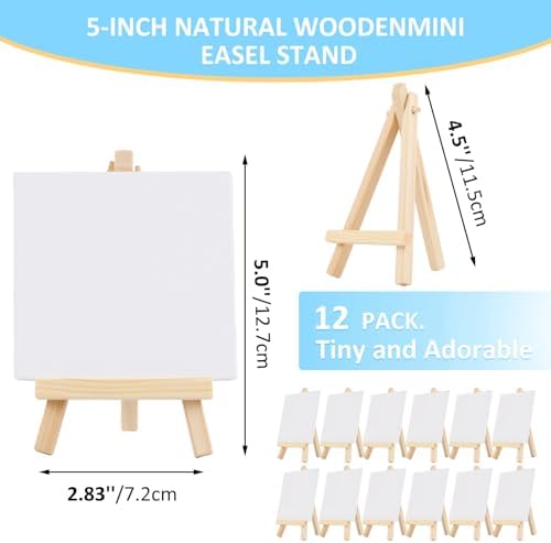 60 Pcs 5 Inch Mini Wood Display Easel, Small Wooden Easel Stand Art Craft Painting Triangle Stand Canvas Holder for Card Artist Photos Tabletop - Image 2