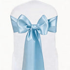 Satin Chair Sashes Bows 50 Pack Universal Polyester Chair Ribbons for Wedding Anniversary Retirement Party Birthday Engagement Banquet Graduation Outdoor Events Decor (Baby Blue, 50 pcs) - Image 2