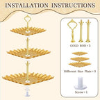 Remerry 16 Pcs Dessert Table Display Set 3 Tier Cake Stands, Gold - Image 3