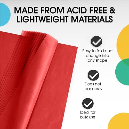 Party Solids Red Tissue Paper for Gift Bags 15" X 20" 480 Sheets - Image 3
