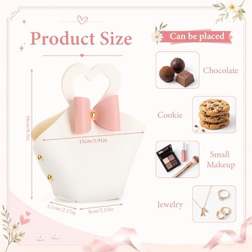 Kacctyen White 30 Pack Mini PU Leather Purse Gift Bags Small Candy Wedding Gift Bags with Handle Reusable Party Treat Favor Boxes for Bridal Birthdays Baby Showers Halloween Christmas - Image 2