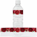 Personalized Water Bottle Labels with Choice of 30 Flower Styles - Choose Font and Pre-Made Phrases or Design Custom Text - LABELS ONLY (018 Red Roses, 2 inch (8.5x2")) by ThePaperedWedding