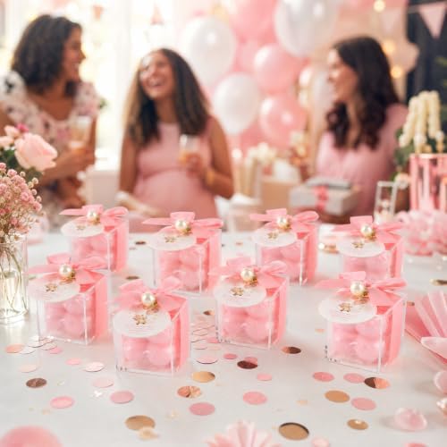 20 Set Fully Assembled Small Bubble Candles Elegant Baby Shower Favors Bulk Set with Decorative Ribbons Thank You Cards for Baby Shower Guest Gifts (20, Pink Bear) - Image 4