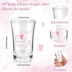 50 Sets Baby Shower Favors Shot Glasses Keychain Gifts, Bear, Pink - Image 2
