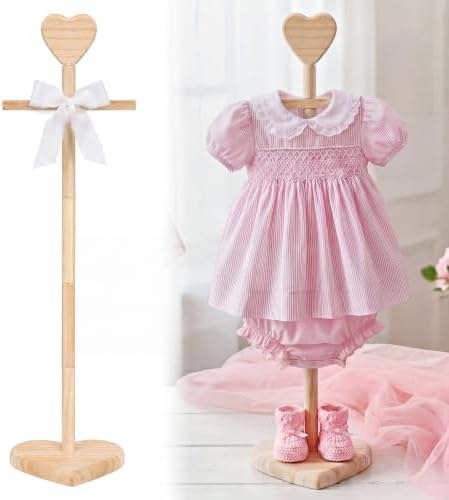 Fuutreo 2 Packs Baby Clothes Display Stands Heart-topped, Wood Color by Fuutreo