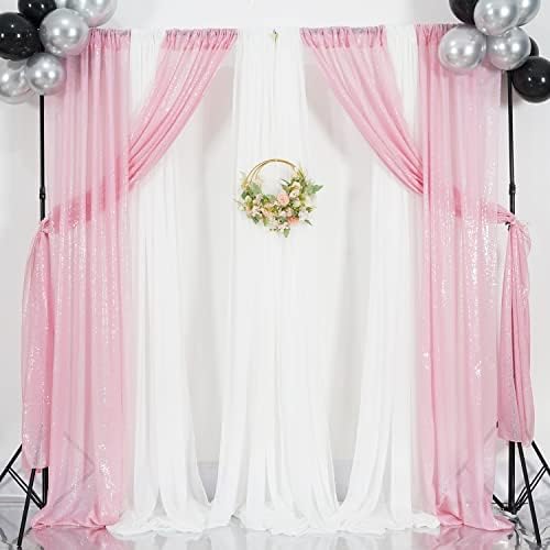 Poise3EHome Pink Sequin Backdrop Curtains,4 Panels 2FTx8FT Glitter Background for Party Birthday Party Baby Shower Wedding Christmas Thanksgiving Halloween Holiday Festival Decor - Image 2