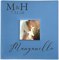 Personalized Photo Album, Custom Engraved Picture Album, Holds 200 4" x 6" Photos, Leatherette and Laser Engraved Scrapbook, Wedding Initials and Last Name, Blue by GiftsForYouNow