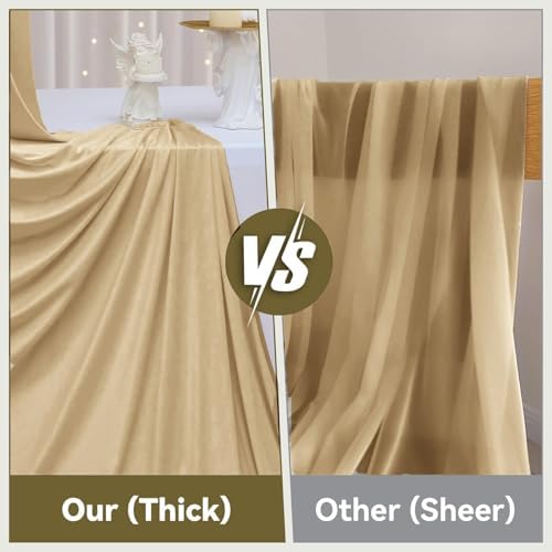 10x16ft Beige Backdrop Curtains for Wedding Party, 2 Panels 16 ft Long Back Drop Cloth, Wrinkle-Free Polyester Drapes for Birthday, Baby Shower, Stage Photography Background - Image 5