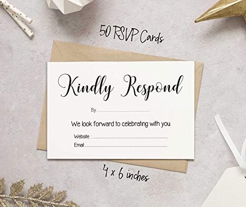 50 Blank RSVP Cards with White Envelopes White 4"x6" Response Cards-RSVP Reply Card for Wedding-Bridal Shower-Baby Shower-Rehearsal Dinner - Image 5
