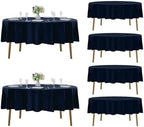 Fokitut 6 Pack Round Tablecloth, 70 Inch, Stain Resistant and Wrinkle Polyester Table Cloth, Fabric Table Cover for Kitchen Dining, Wedding, Party, Holiday Dinner-Navy by Fokitut