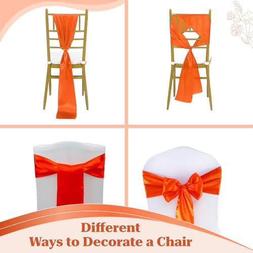 MDS® Pack of 200 Satin Chair Sashes for Wedding & Events – Orange - Image 4