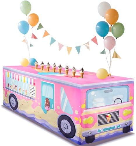 8FT Ice Cream Party Tablecloth,Ice Cream Birthday Party Decor for Baby Shower Sweet One Birthday Donut Themed Party Supplies by xbaiyanr