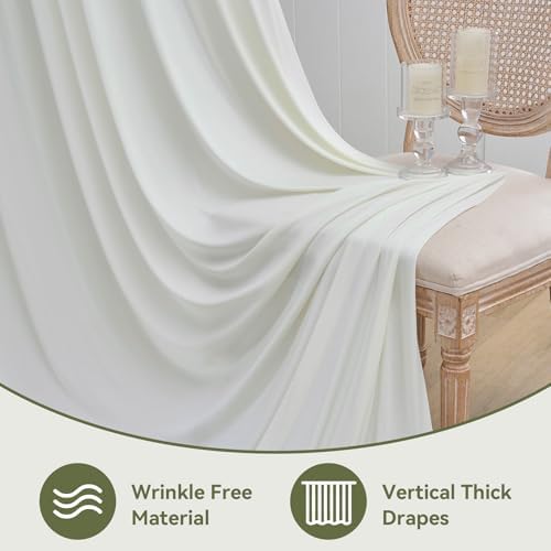 10x16ft Ivory Backdrop Curtains for Wedding Party, 2 Panels 16 ft Long Back Drop Cloth, Wrinkle-Free Polyester Drapes for Birthday, Baby Shower, Stage Photography Background - Image 4