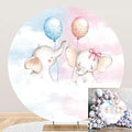 6x6ft Boy or Girl Gender Reveal Round Backdrop Cover Cute Elephant Blue Pink Balloon Circle Photography Background for Newborn Baby Shower Gender Reveal Party Decoration Cake Table Banner by TTQYFNM