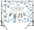 10x8ft Baby Shower Backdrop A Little Cowboy is On The Way Photography Background Wild West Rodeo Blue Clothes Hat Boots Cow Birthday Party Banner Decorations Newborn Parties Photo Booth Prop - Image 6