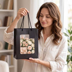 80 Pcs 9.8 x 5.1 x 7.1 in Black Kraft Paper Gift Bags with Window & Handles - Image 5