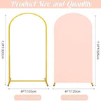 Metal Arch Stand and Cover Set,1 Light Pink Spandex Fitted Backdrop with 1 Gold Wedding Arched Stand Frame for Parties Birthday Baby Shower Bridal Banquet Decoration (7.2FT) - Image 2