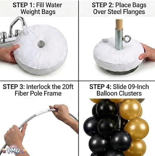 PMU DIY Professional Balloon Arch Deluxe Kit (Black and Gold) Balloon Garland for Party Decoration, Decoration Kit for Birthday Party, Wedding, Graduation, Baby Shower (41686-61646) Pkg/1 - Image 6