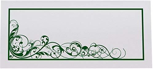 Scribble Vintage Swirl Place Cards, Hunter Green, Set of 60, Pre-cut and Sc - Image 3
