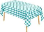 Hiasan Checkered Tablecloth Rectangle 70 x 140 Inch, Aqua and White - Image 2