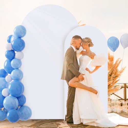 FOTSHARER Arch Covers 7.2 and 6ft White Arch Backdrop Cover Set of 2 Spandex Fitted Arched Backdrop Stand Cover Wedding Arches Covers for Wedding Ceremony Birthday Baby Shower Grad Party Decorations - Image 5