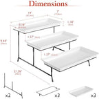 Bumusty 3-Tier Melamine Serving Tray Set, 14 x 7 in, Black Stand - Image 2