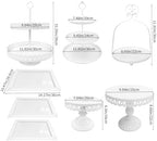 8 Pcs Cake Stands Set Metal Dessert Table Display Tiered Cupcake Holder Candy Donut Fruit Plate Cake Serving Tray with Handle Treats Serving Tower for Wedding Birthday Party Decorations (White) - Image 3
