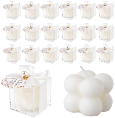 20 Set Fully Assembled Small Bubble Candles Elegant Baby Shower Favors Bulk Set with Decorative Ribbons Thank You Cards for Baby Shower Guest Gifts (20, Flowers) by Unknown