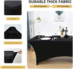 6-Pack 4ft Spandex Black Table Covers for Rectangular Folding Tables - Wrinkle Resistant Stretch Tight Table Cloths - Ultimate Fitted Table Protector for Parties, Trade Shows, and Wedding - Image 2