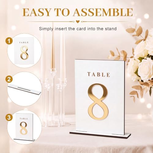 Geelin 20 Pcs Wooden Wedding Table Numbers 1-20 with Stands, White - Image 2