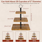 IBUYKE 3 Tier Square Cupcake Stand,Rustuc Brown TLJ030H - Image 7