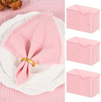 Showgeous 30 Pack Pink Cloth Napkins with Fringe, 16x16 inch 100% Cotton by Showgeous