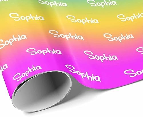 Custom Birthday Gift Wrapping Paper, Personalized Gradient Blue Yellow And Pink Gift Wrap Paper with Logo Funny Wrapping Paper Roll for Men Women Boys Girls Christmas Memorial 58x23 3 Rolls - Image 3
