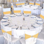 VitalCozy 100 Pcs Spandex Chair Sashes with Crown Buckle,Light Gold - Image 5