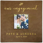 Small Personalized Engagement Photo Album Brown Leatherette Holds 100 Photos Proposal Gift by GiftsForYouNow
