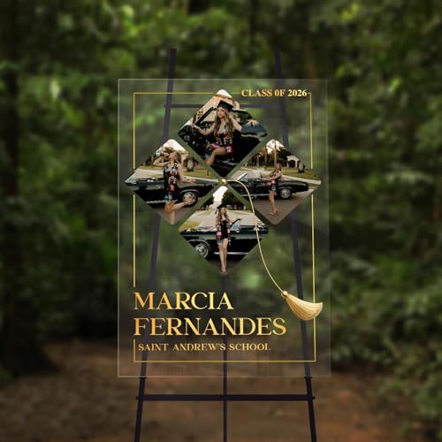 Custom Graduation Yard Sign with Photo Collage – Personalized Clear Acrylic Senior Graduation Sign for High School Class of 2026, Outdoor Yard Decoration with Multiple Photos by Mapileng%E2%84%A2