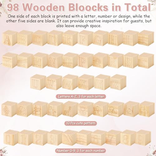 Marsui 136 Pcs Baby Shower Blocks to Decorate Game Kit, Floral - Image 3